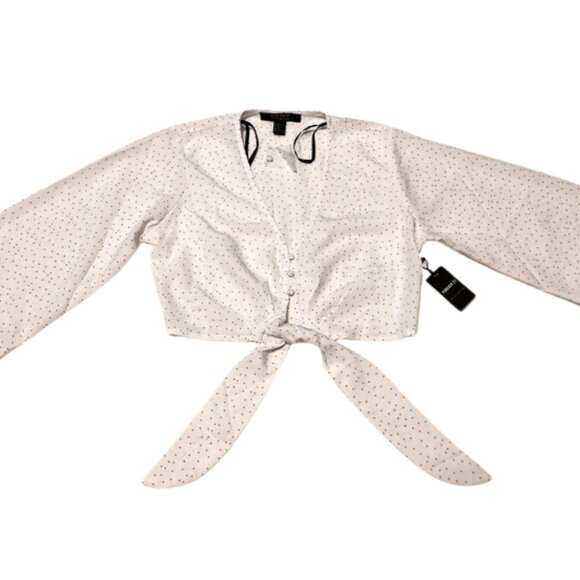 Forever 21 Flare Sleeve Polka Dot Crop Top - Picture 2 of 3